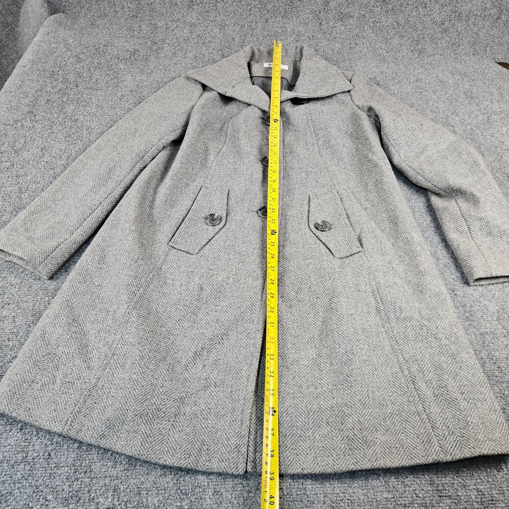 Preston & York Grey Herringbone Wool Blend Coat Portrait Collar Size 8 - Picture 4 of 9
